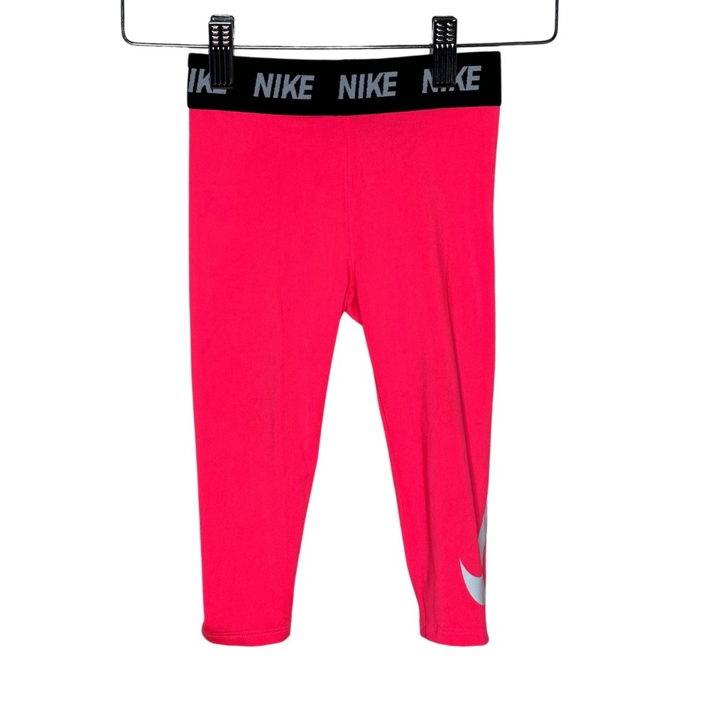 Nike Dri Fit Girls Contrasting Elastic Waistband Leggings size 2T Pink/Black